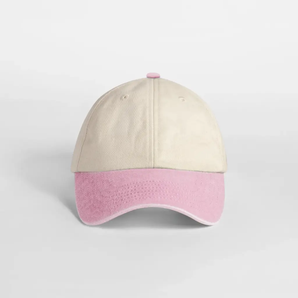 B673 - Compacte vintage cap met contrasterende klep, natural / vintage dusty pink — productfoto 5