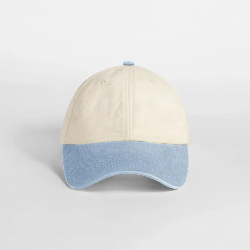 B673 - Compacte vintage cap met contrasterende klep, natural / vintage light blue — productfoto 6