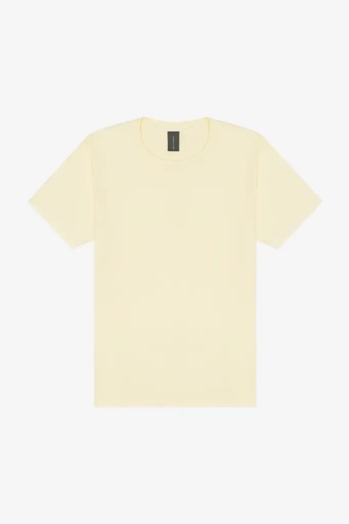 Dik uniseks t-shirt met vintage wash, butter milk — productfoto 5