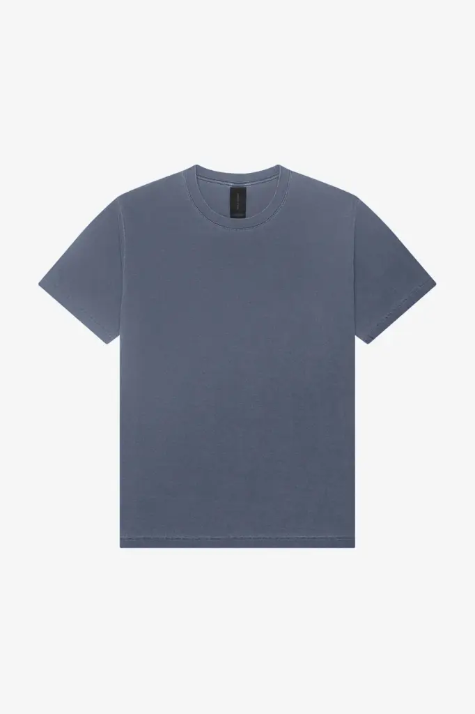 Dik uniseks t-shirt met vintage wash, washed navy — productfoto 14