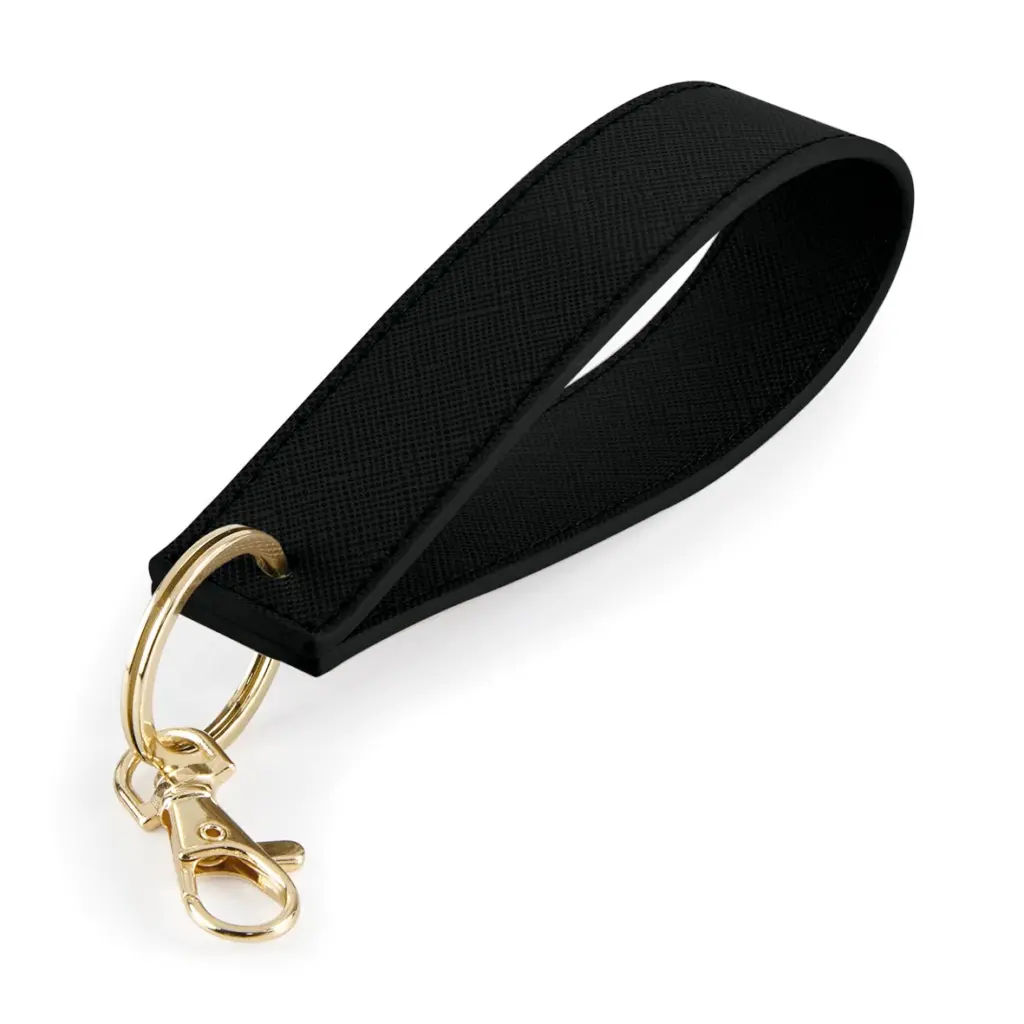 PS_BG747_BLACK-GOLD - Hidalgo-werbeartikel Sleutelhanger met lus Boutique, black — productfoto 2