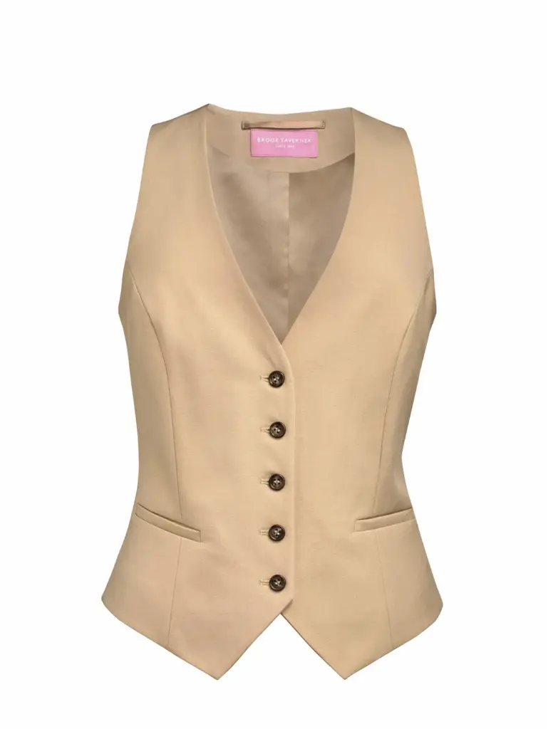 Damesgilet Béatrice, getailleerde snit, sand — productfoto 3