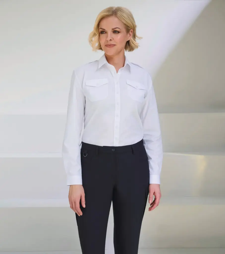 Dames pilotenblouse met lange mouwen
