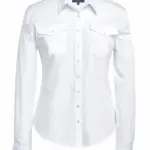Dames pilotenblouse met lange mouwen, white — productfoto 2