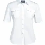 Dames pilotenblouse met korte mouwen, white — productfoto 2