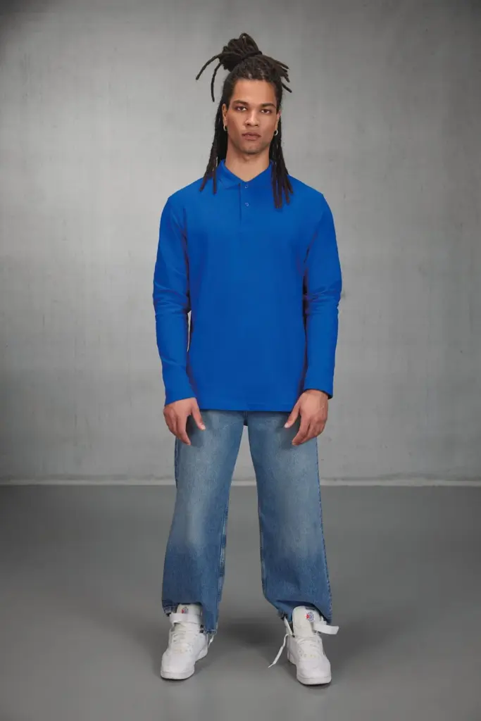 ID.001 Men's long-sleeve polo shirt — productfoto 3