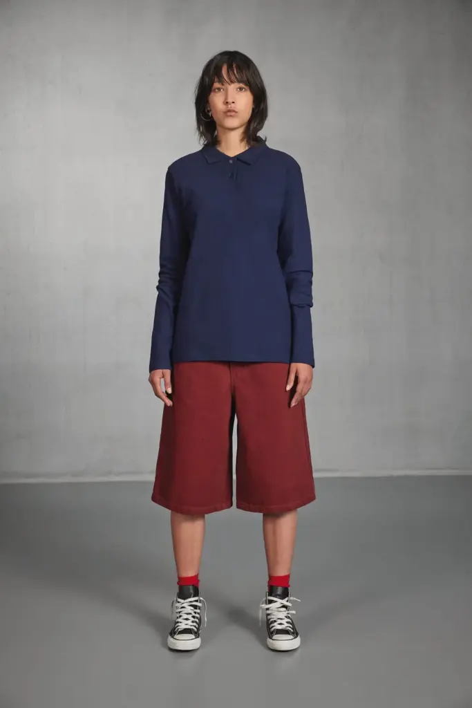 ID.001 Ladies' long-sleeve polo shirt — productfoto 2