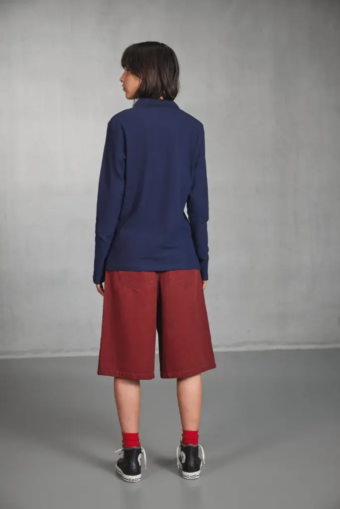 ID.001 Ladies' long-sleeve polo shirt — productfoto 3
