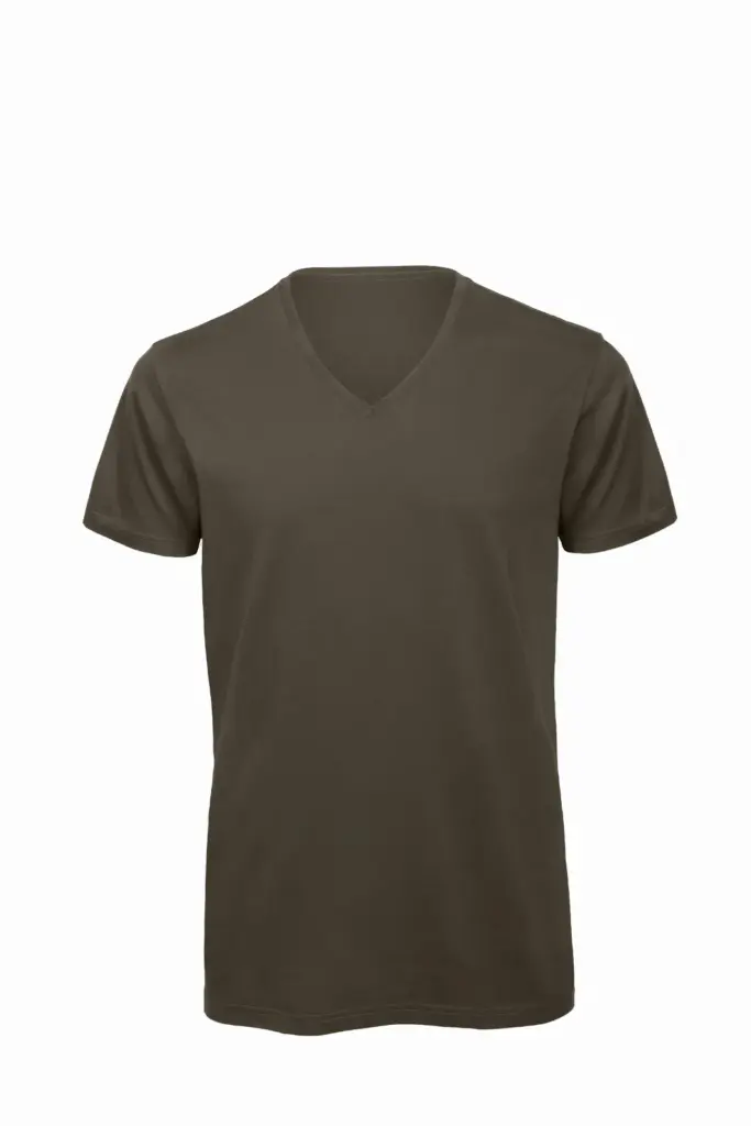 PS_CGTM044_KHAKI - Hidalgo Organic Cotton Inspire V-neck T-shirt, khaki — productfoto 4