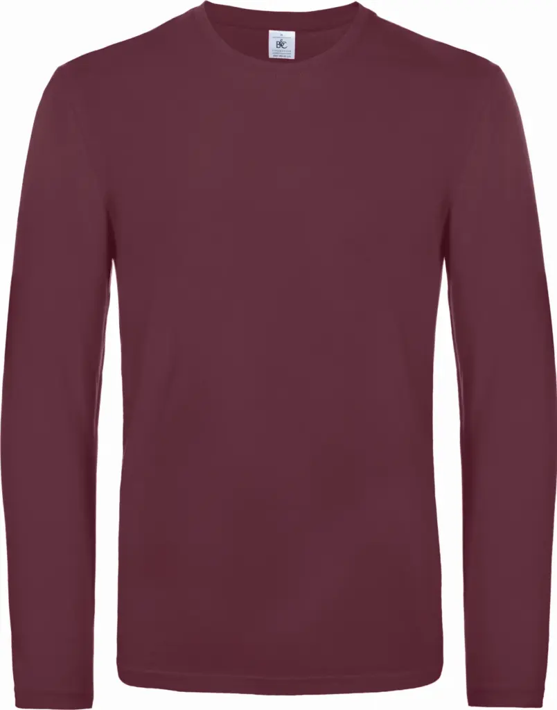 #E190 Men's T-shirt long sleeve, burgundy — productfoto 7