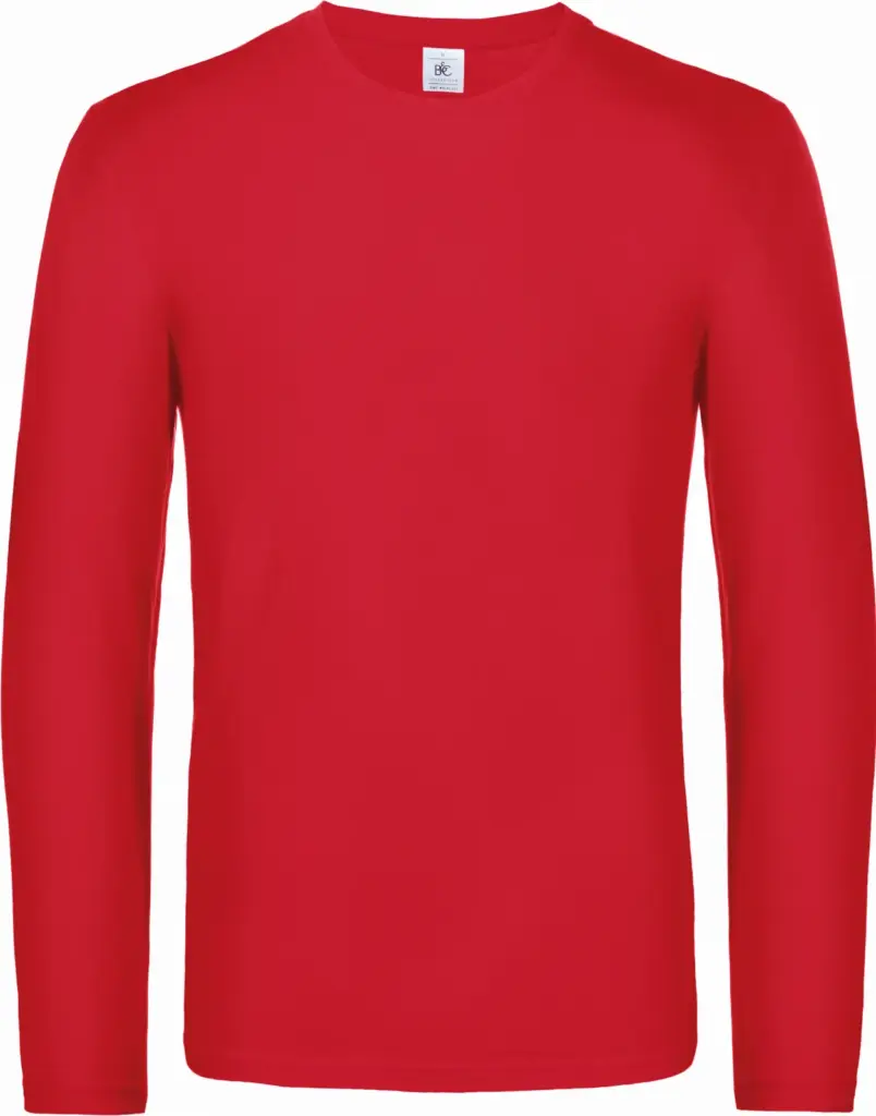 #E190 Men's T-shirt long sleeve, red — productfoto 10