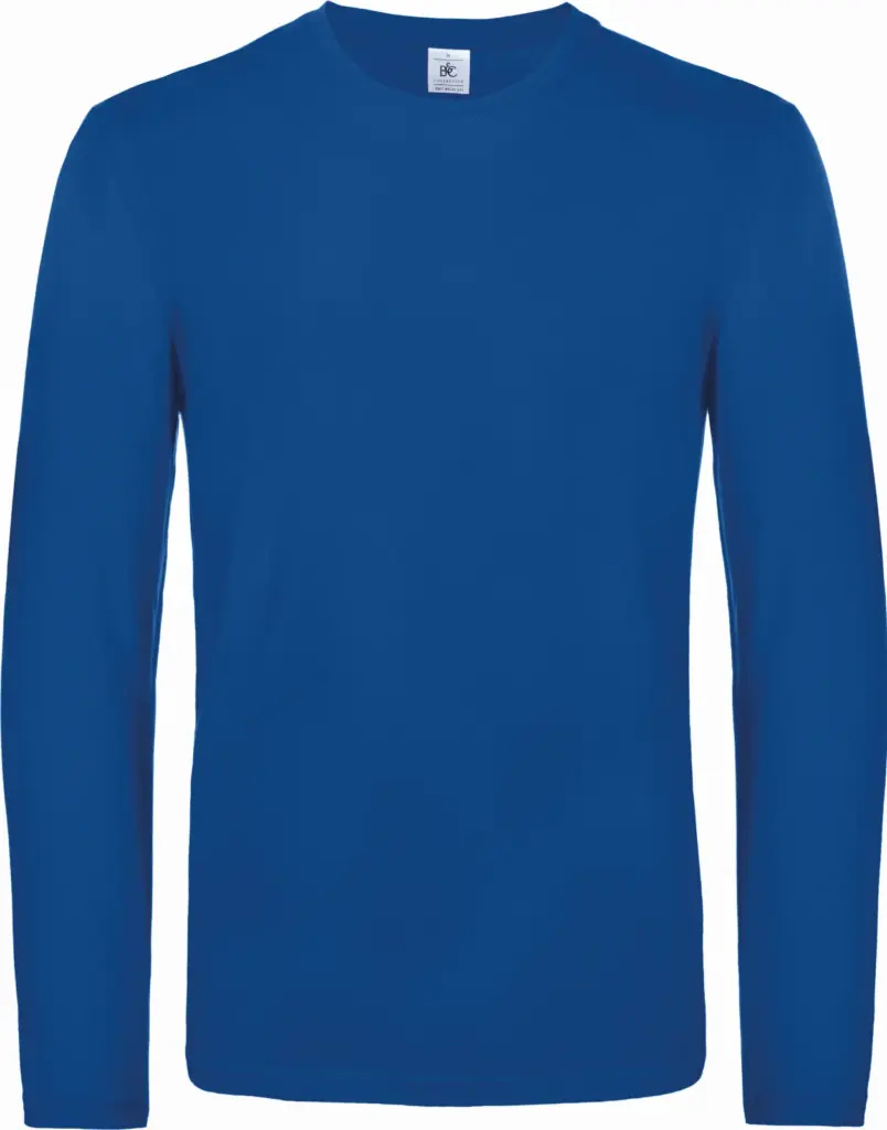 #E190 Men's T-shirt long sleeve, royal blue — productfoto 11