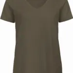 Organic Cotton Inspire V-neck T-shirt / Woman, khaki — productfoto 3