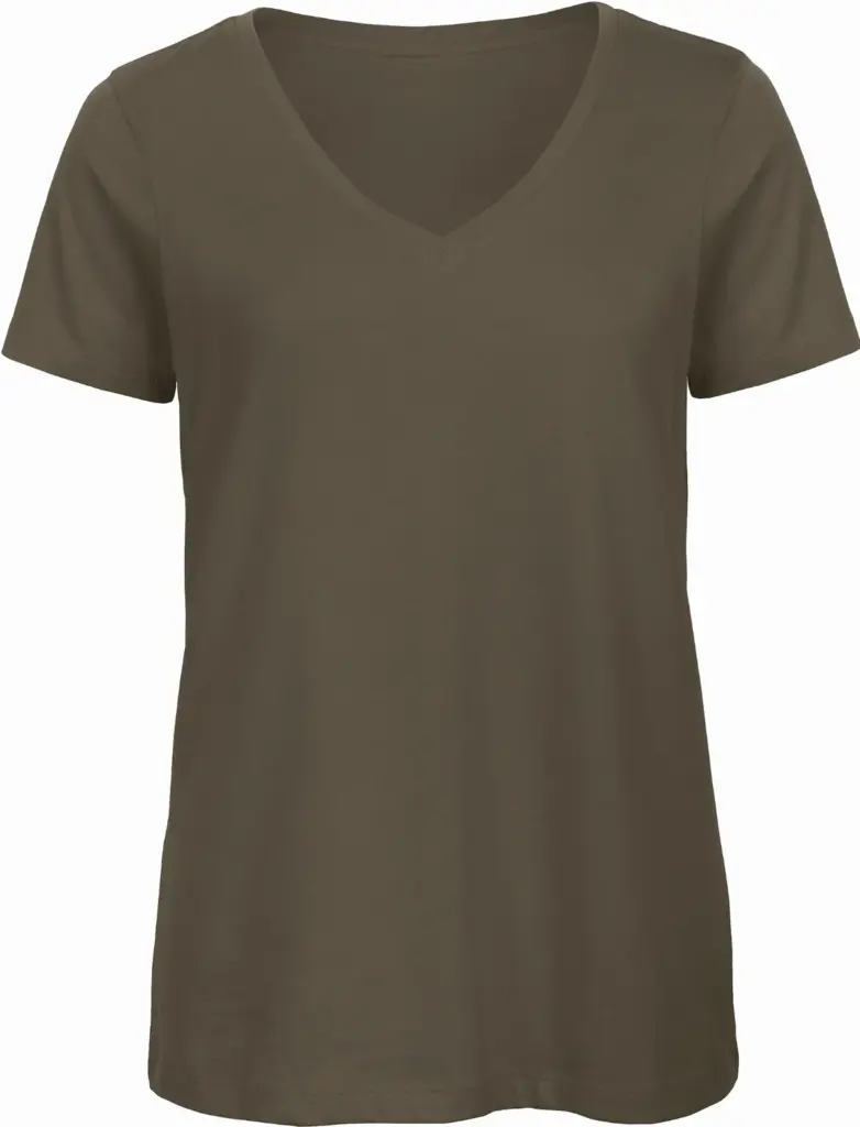 PS_CGTW045_KHAKI - Hidalgo Organic Cotton Inspire V-neck T-shirt / Woman, khaki — productfoto 3