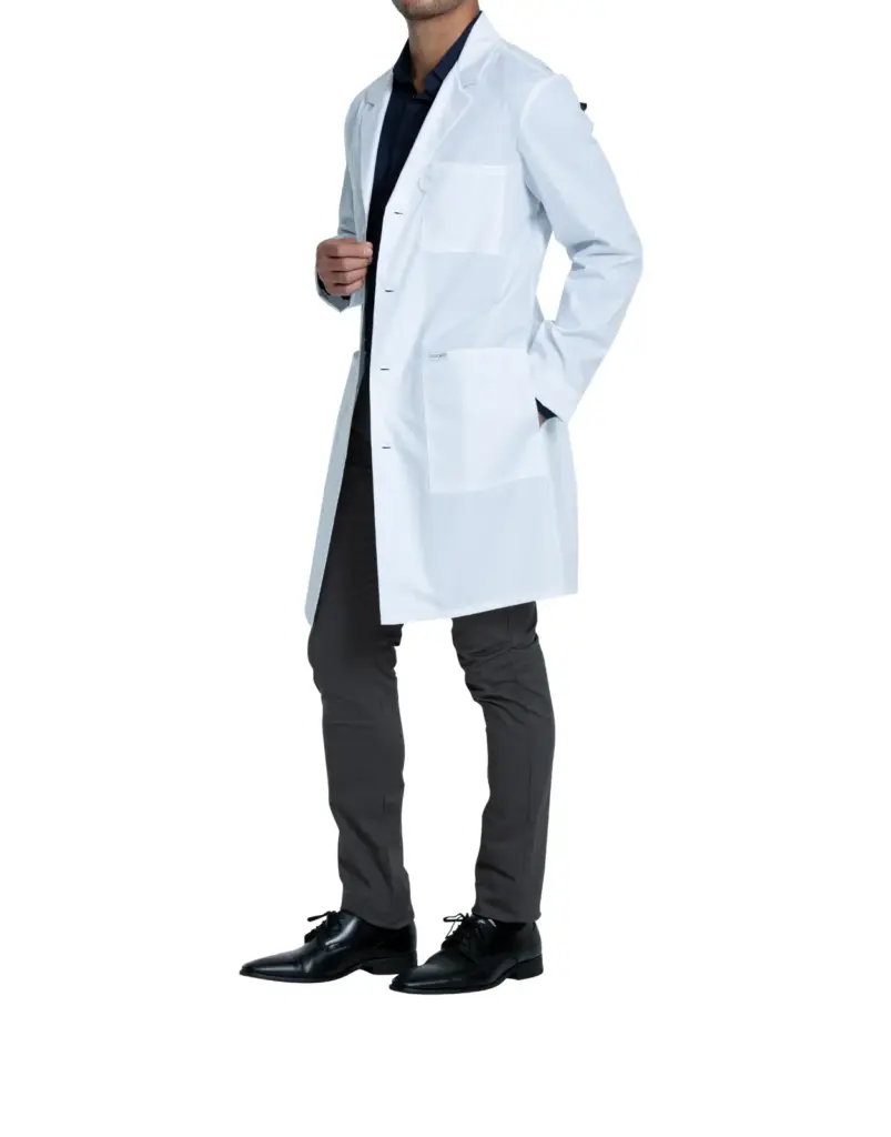 PS_CHCKE460-S_WHITE - Hidalgo-werbeartikel Uniseks labjas van 96,5 cm, white — productfoto 8