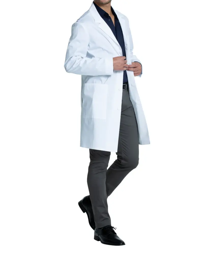 PS_CHCKE460-FS_WHITE - Hidalgo-werbeartikel Uniseks labjas van 96,5 cm, white — productfoto 9