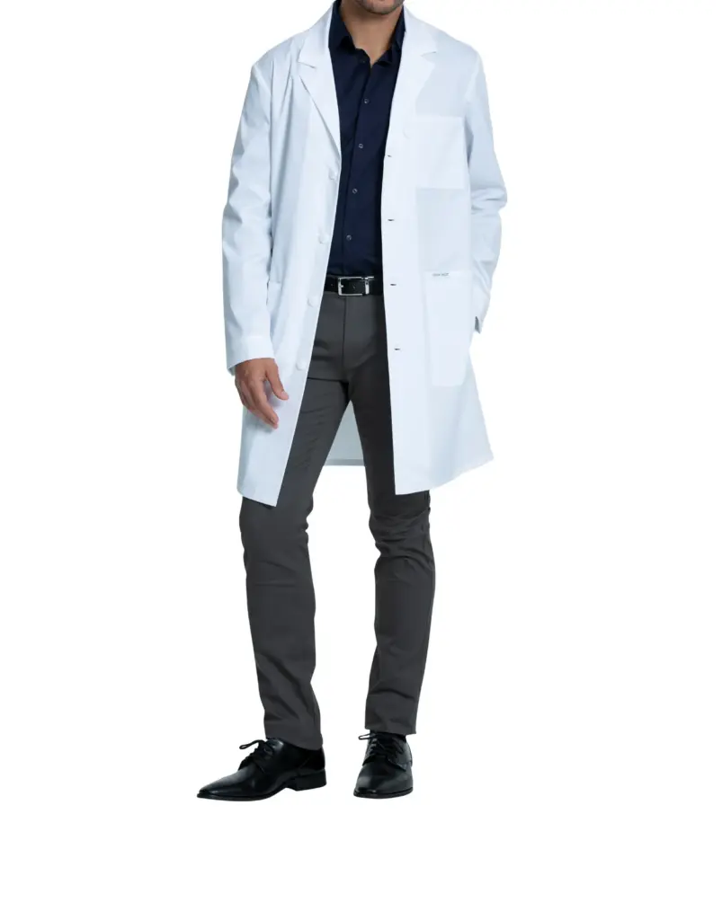 PS_CHCKE460_WHITE - Hidalgo-werbeartikel Uniseks labjas van 96,5 cm, white — productfoto 10