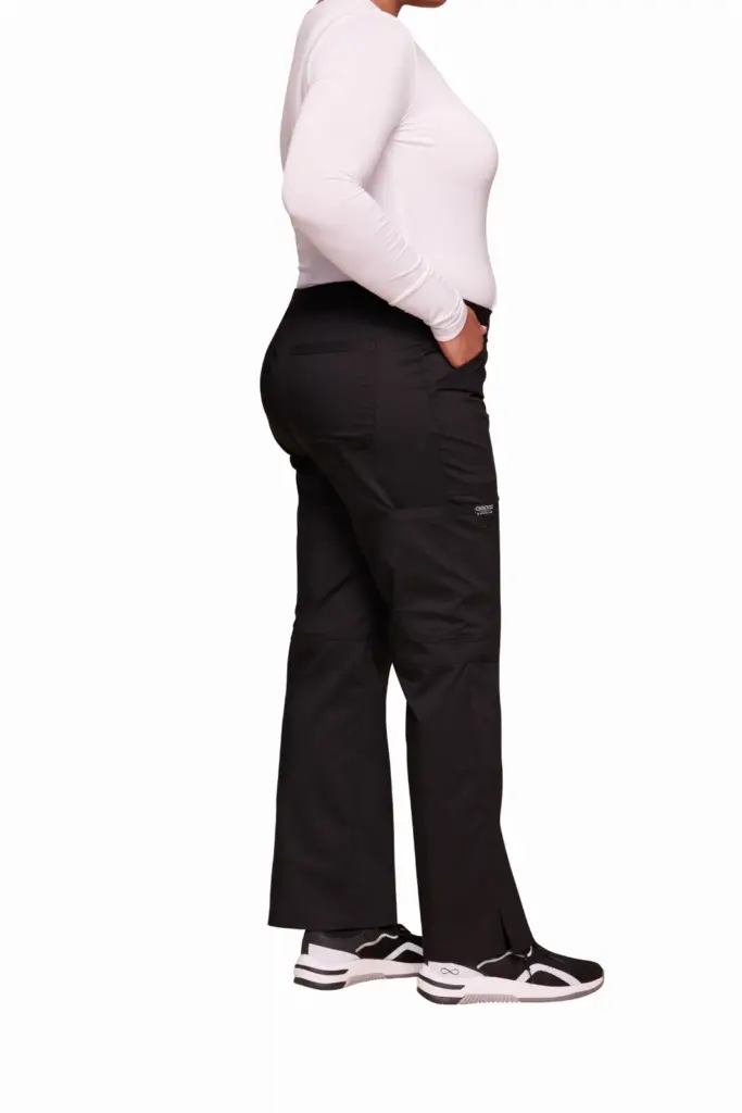 Cargobroek met standaard taille en zonder sluiting voor dames, black — productfoto 5