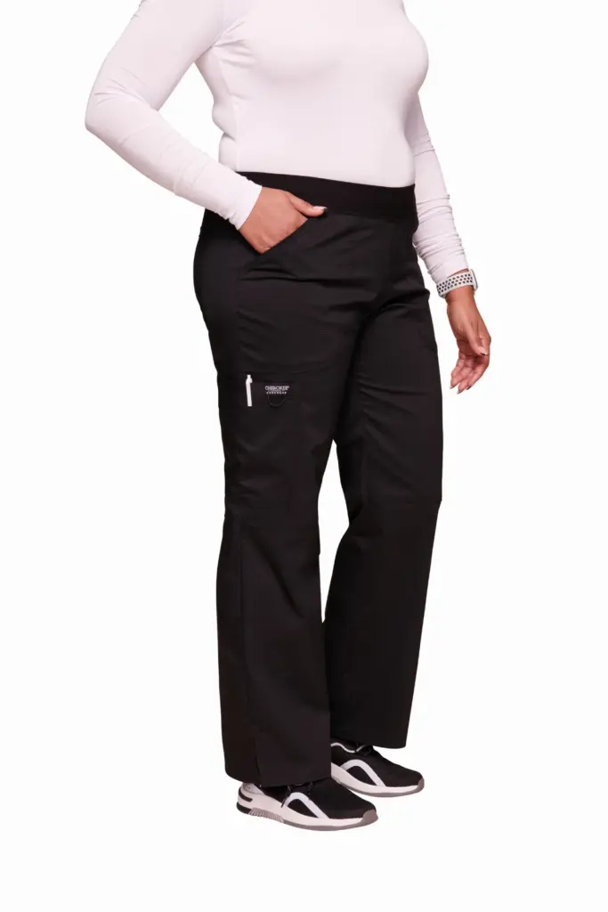 Cargobroek met standaard taille en zonder sluiting voor dames, black — productfoto 6