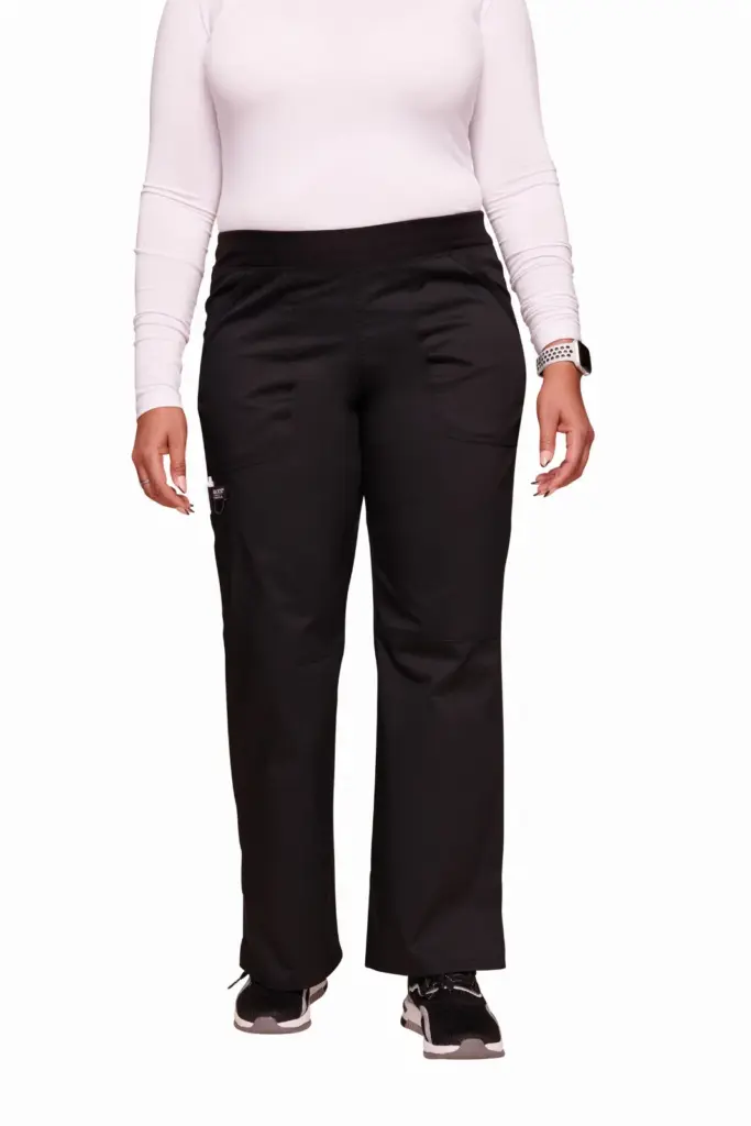 Cargobroek met standaard taille en zonder sluiting voor dames, black — productfoto 7
