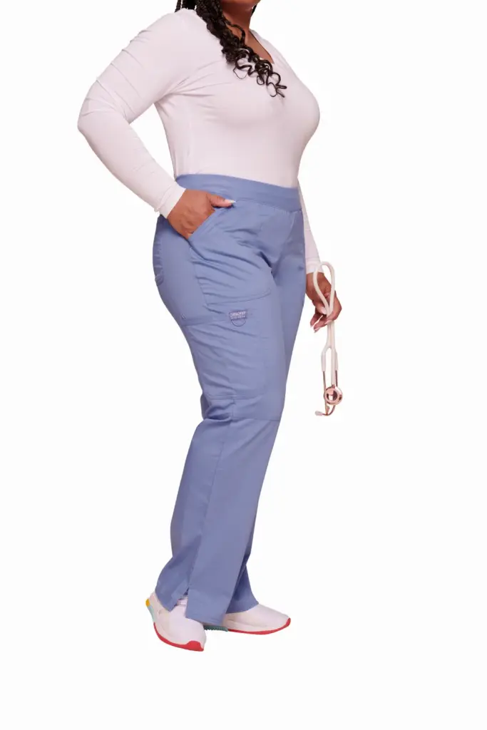 Cargobroek met standaard taille en zonder sluiting voor dames, ciel blue — productfoto 12