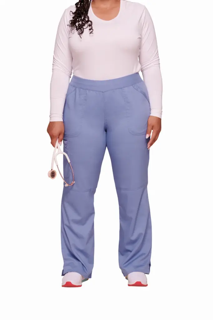 Cargobroek met standaard taille en zonder sluiting voor dames, ciel blue — productfoto 13