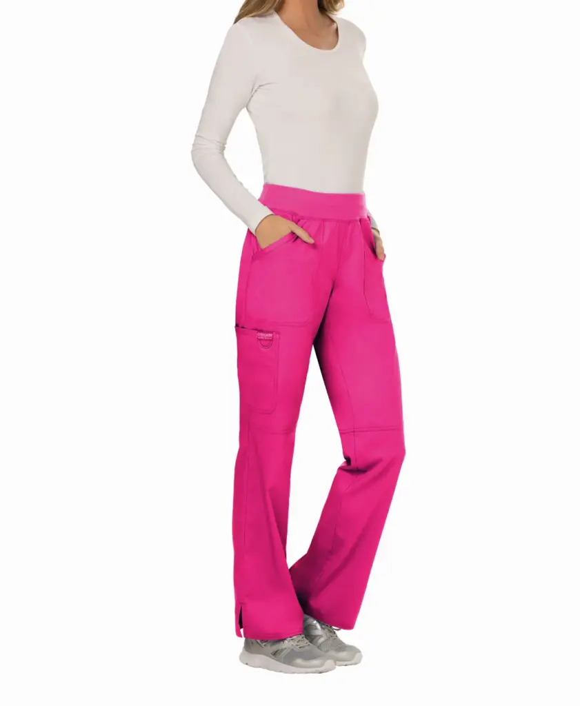 Cargobroek met standaard taille en zonder sluiting voor dames, electric pink — productfoto 15