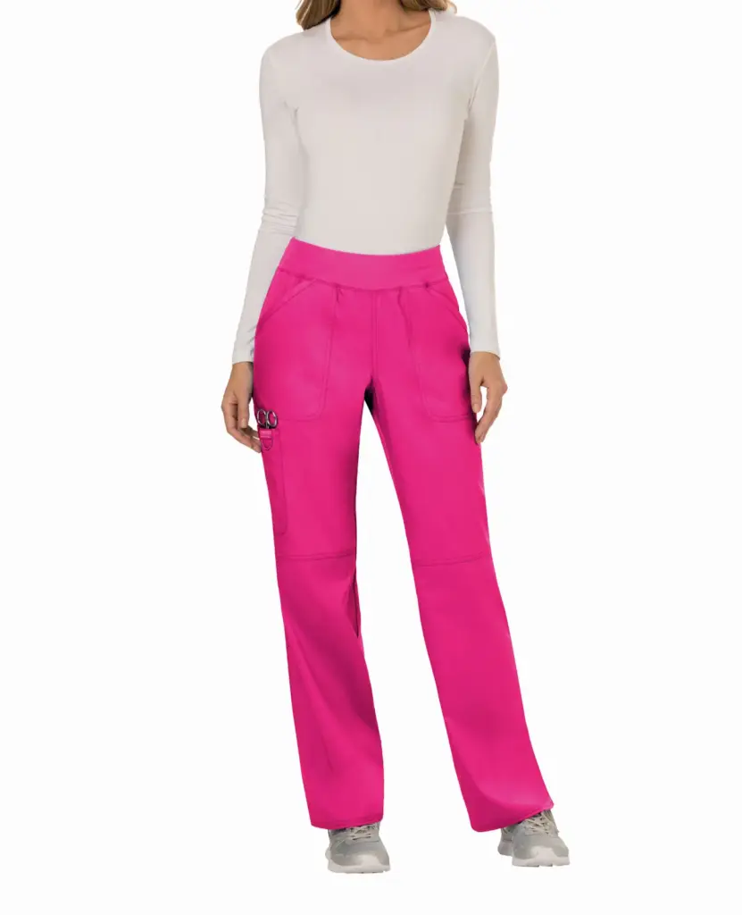 Cargobroek met standaard taille en zonder sluiting voor dames, electric pink — productfoto 17