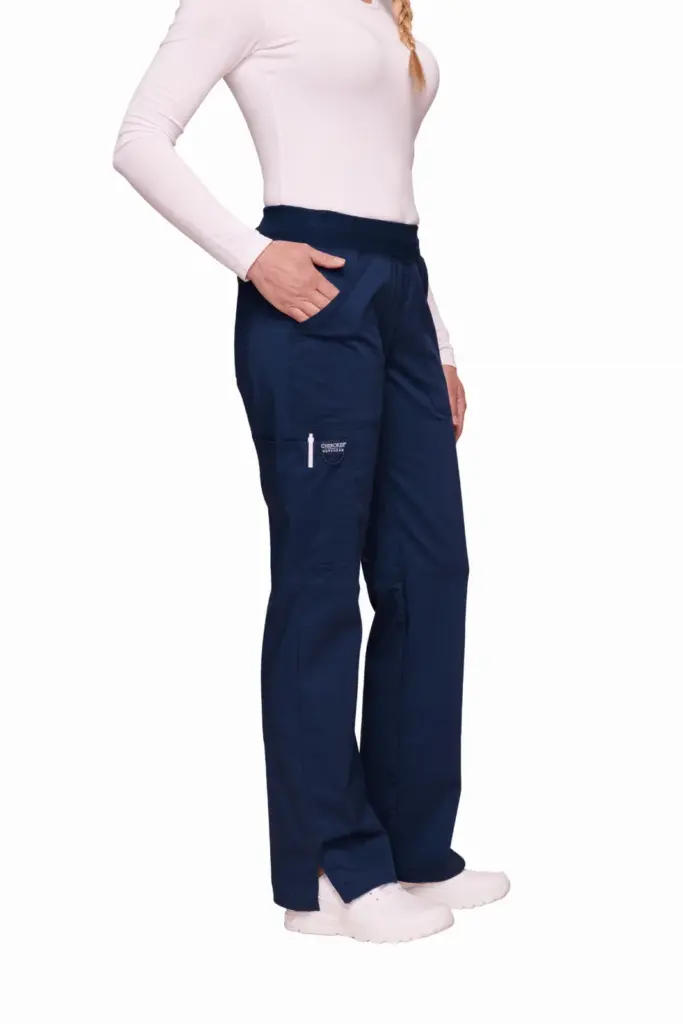 Cargobroek met standaard taille en zonder sluiting voor dames, navy — productfoto 19