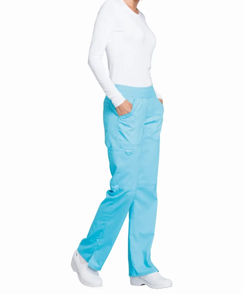 Cargobroek met standaard taille en zonder sluiting voor dames, turquoise — productfoto 26