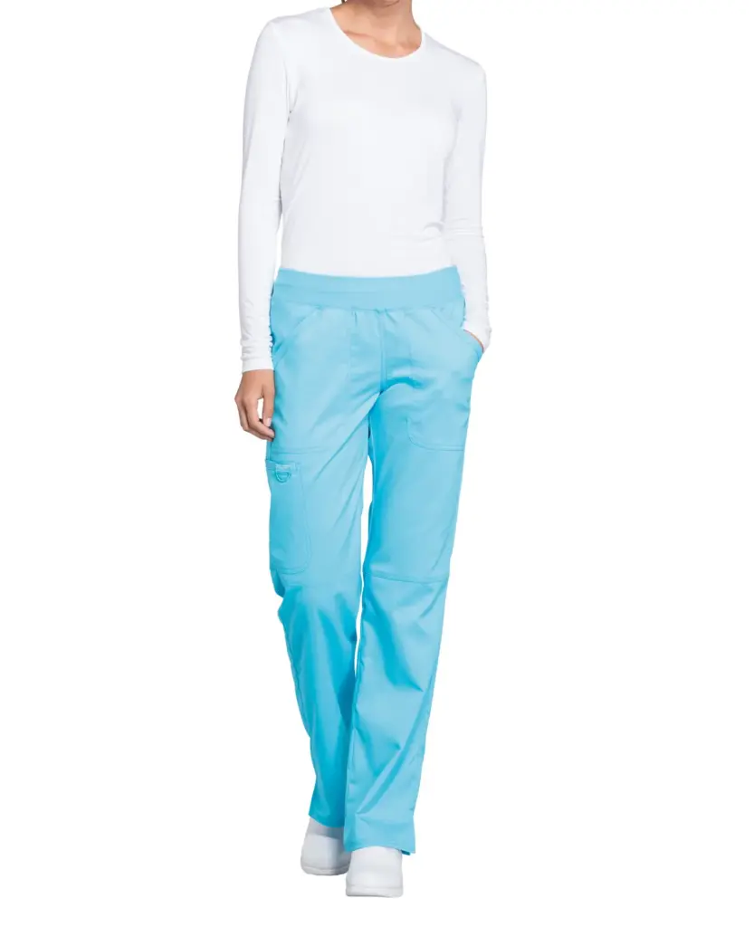 Cargobroek met standaard taille en zonder sluiting voor dames, turquoise — productfoto 27