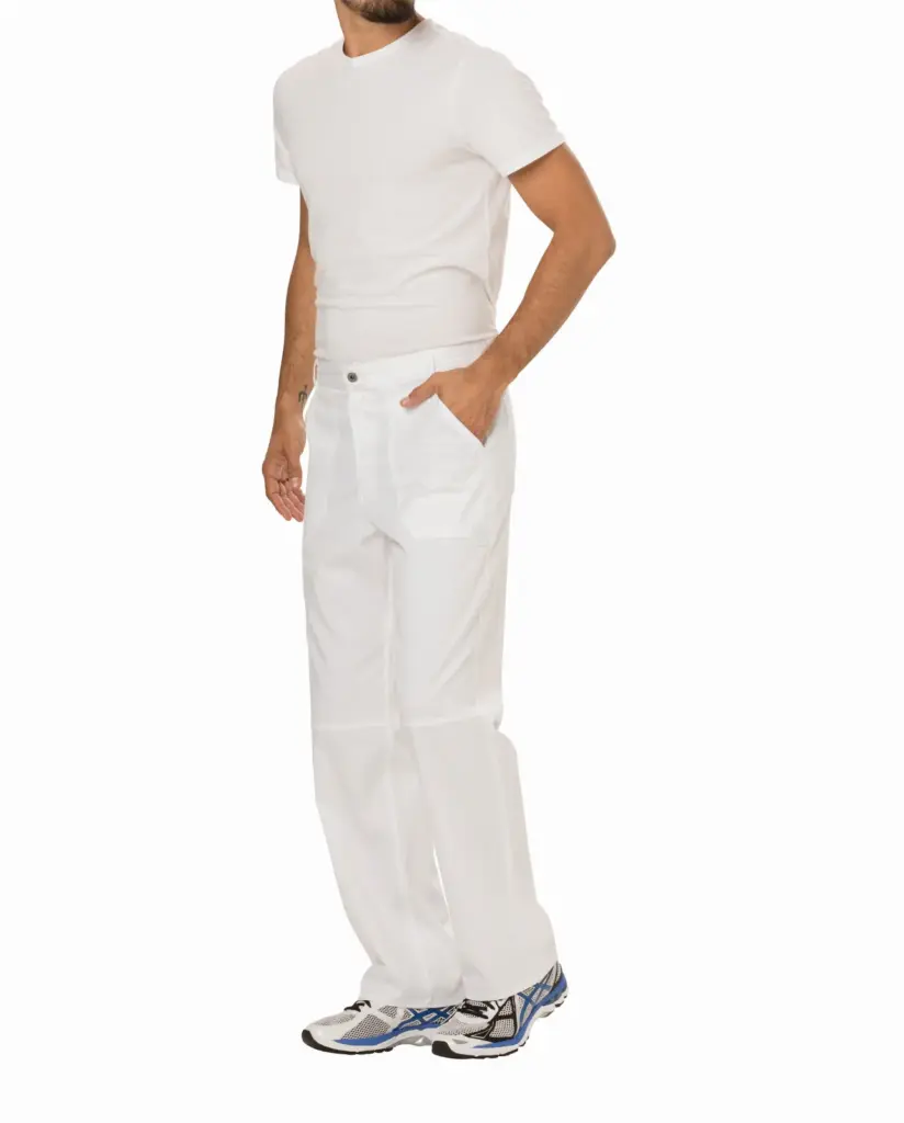 Cargobroek met gulp voor heren, white — productfoto 25