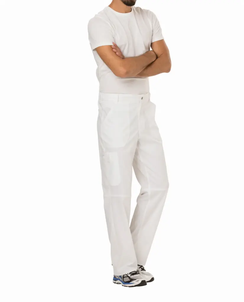Cargobroek met gulp voor heren, white — productfoto 26