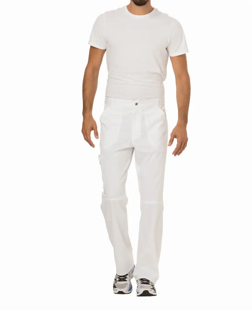 Cargobroek met gulp voor heren, white — productfoto 27