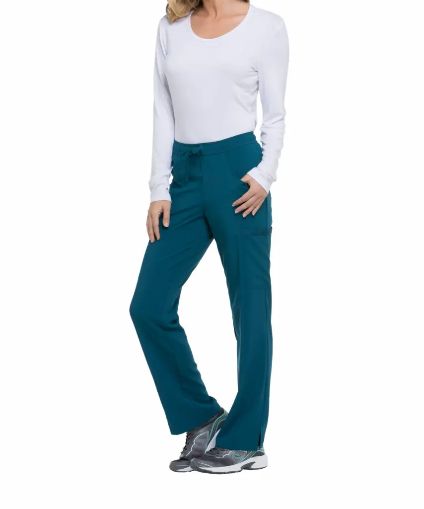 Damesbroek met trekkoordje middelhoge taille, caribbean blue — productfoto 13