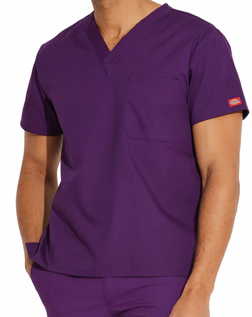 Uniseks tuniek met V-hals, eggplant — productfoto 10