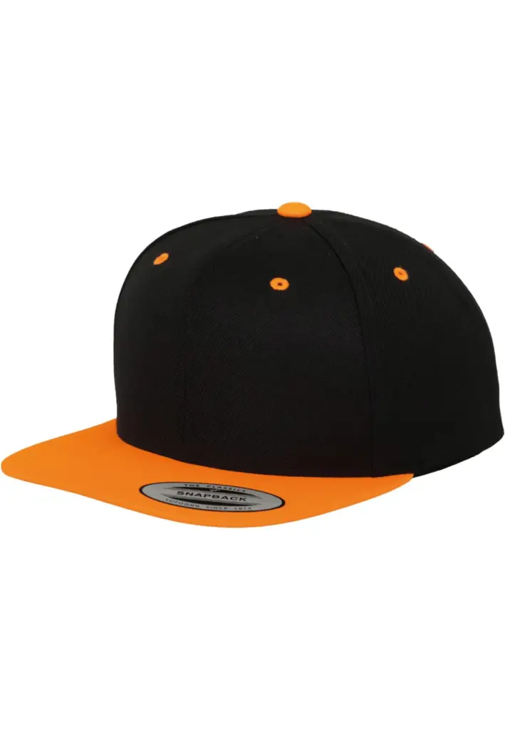 Classic snapbackpet in twee kleuren, black / neon orange — productfoto 5