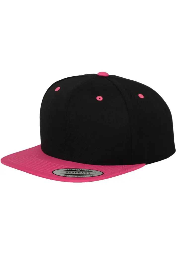 Classic snapbackpet in twee kleuren, black / neon pink — productfoto 9