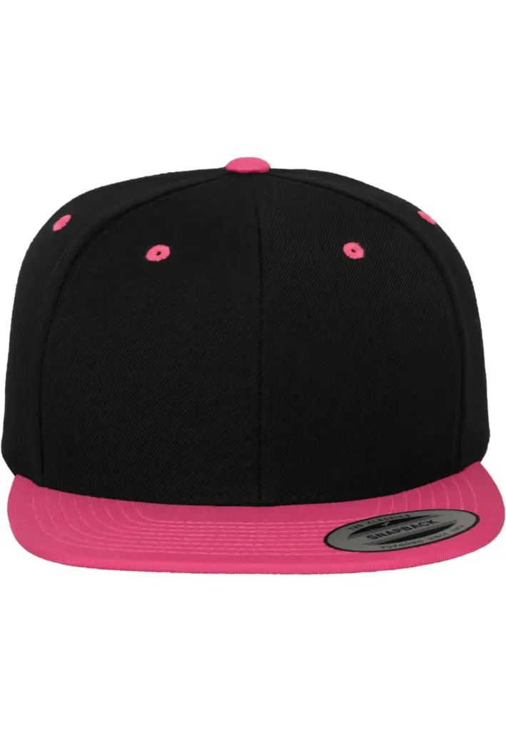 Classic snapbackpet in twee kleuren, black / neon pink — productfoto 10