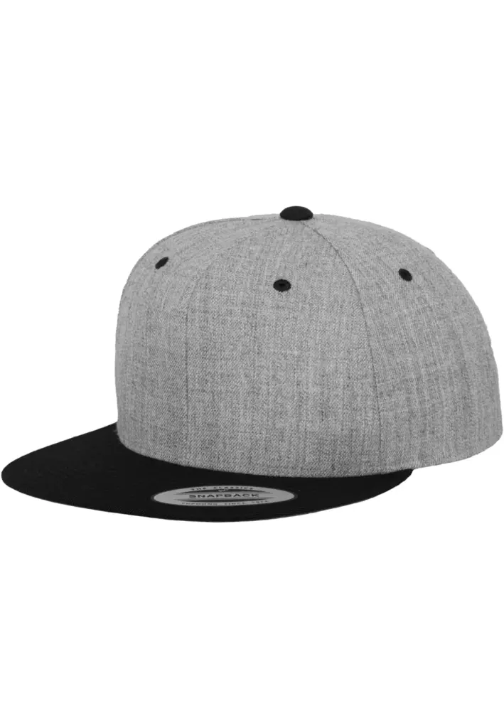 Classic snapbackpet in twee kleuren, heather grey / black — productfoto 62