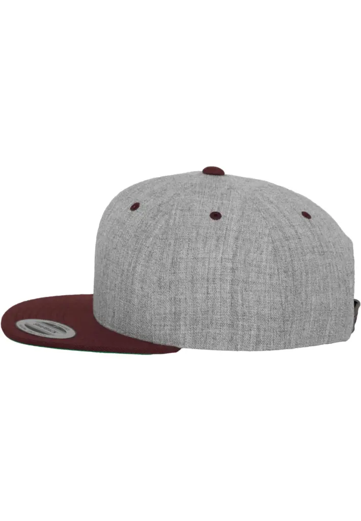 Classic snapbackpet in twee kleuren, heather grey / maroon — productfoto 40