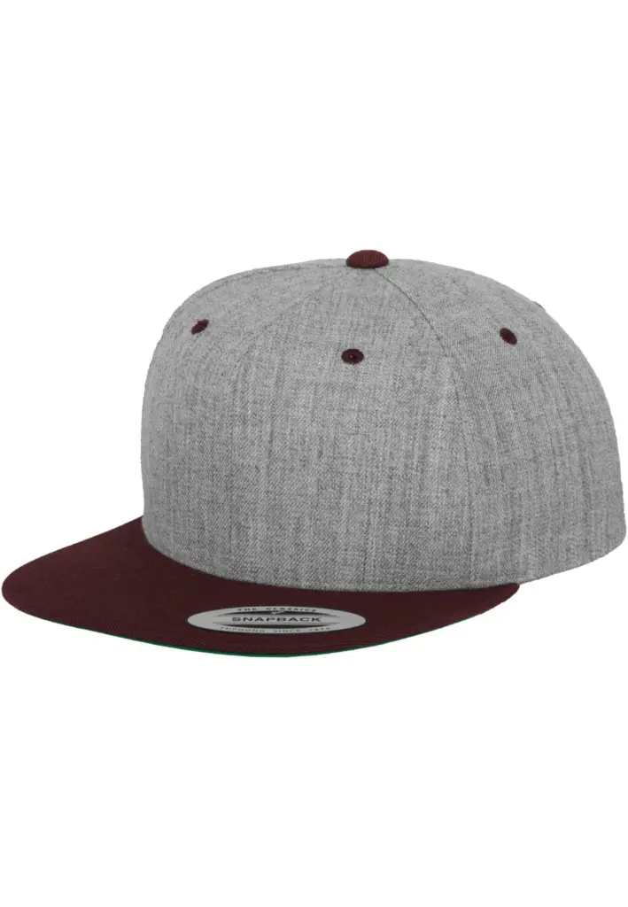 Classic snapbackpet in twee kleuren, heather grey / maroon — productfoto 41