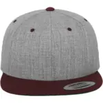 Classic snapbackpet in twee kleuren, heather grey / maroon — productfoto 42