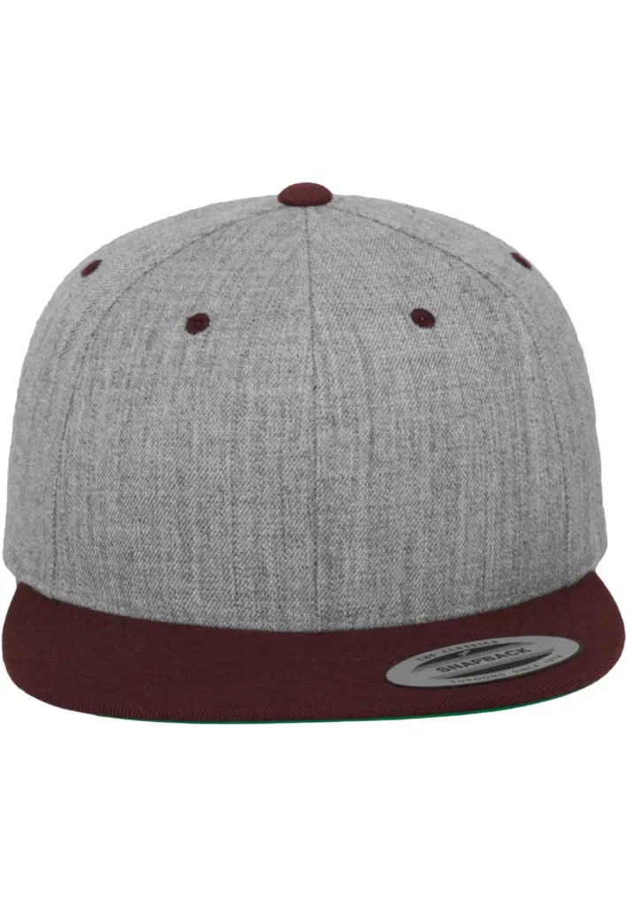 Classic snapbackpet in twee kleuren, heather grey / maroon — productfoto 42