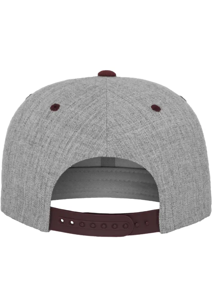 Classic snapbackpet in twee kleuren, heather grey / maroon — productfoto 43