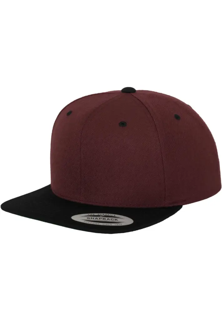 Classic snapbackpet in twee kleuren, maroon / black — productfoto 63