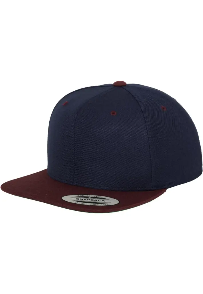 Classic snapbackpet in twee kleuren, navy / maroon — productfoto 64