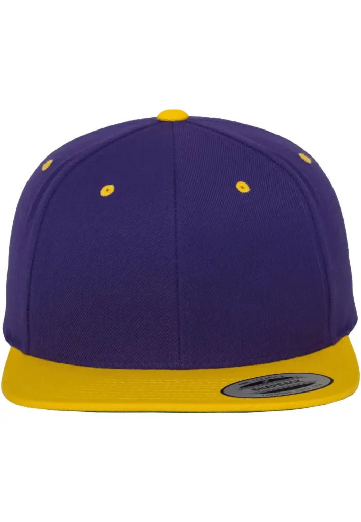 Classic snapbackpet in twee kleuren, purple / gold — productfoto 54
