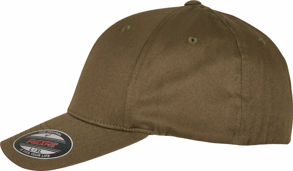 Pet Flexfit van biologisch katoen, burnt olive — productfoto 8