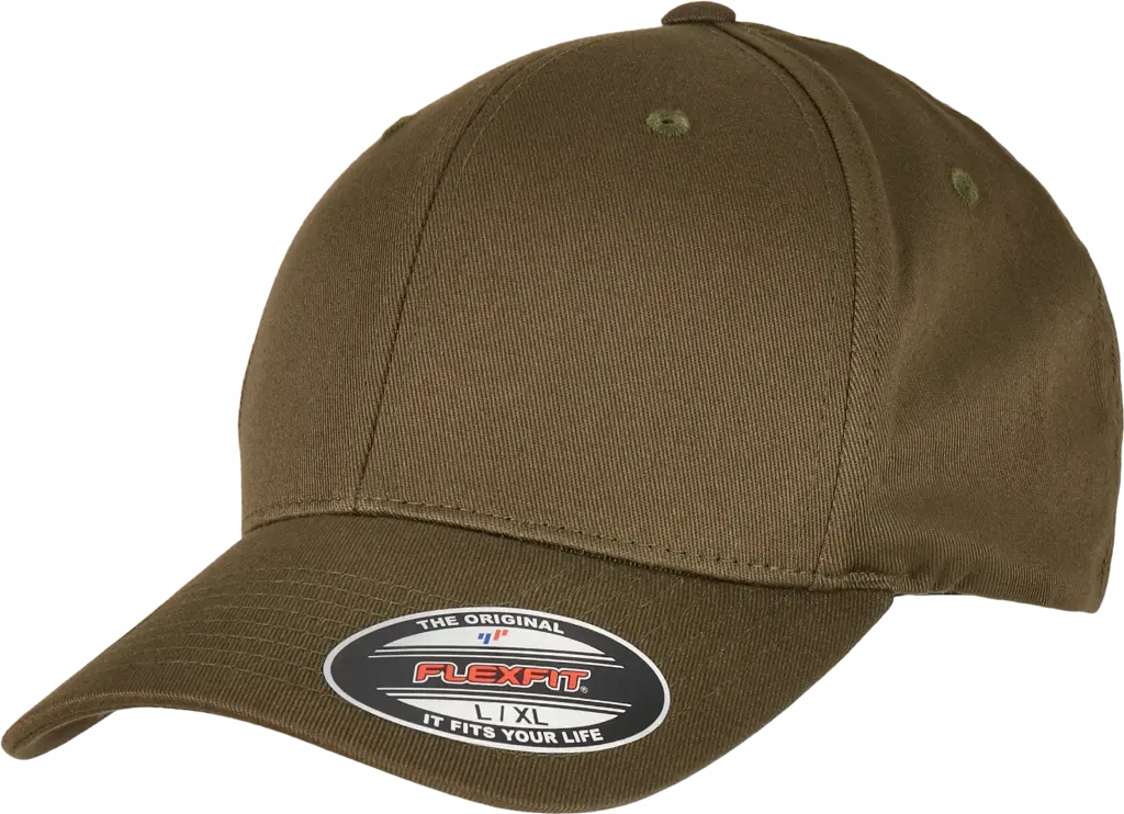 Pet Flexfit van biologisch katoen, burnt olive — productfoto 9